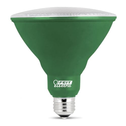 A screw-in LED grow bulb in a desk lamp aimed at a potted houseplant